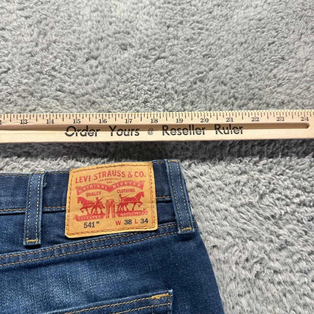 Levi's 541 Jeans Mens 38x34 Blue Cotton Denim‎ Straight Workwear Stretch Faded